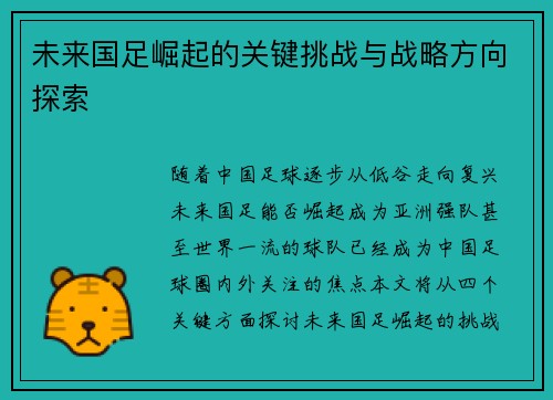 未来国足崛起的关键挑战与战略方向探索