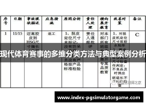 现代体育赛事的多维分类方法与典型案例分析