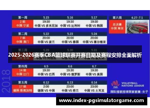 2025-2026赛季CBA篮球联赛开赛日期及赛程安排全面解析