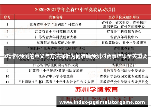 欧洲杯预测的意义与方法探析为何准确预测对赛事结果至关重要